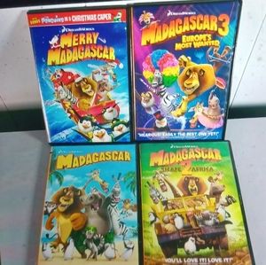 Madagascar dvds 1,2,3 and Christmas